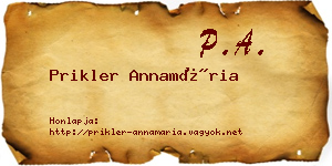Prikler Annamária névjegykártya