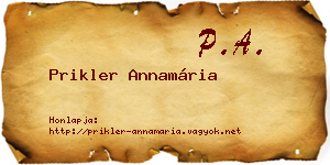 Prikler Annamária névjegykártya